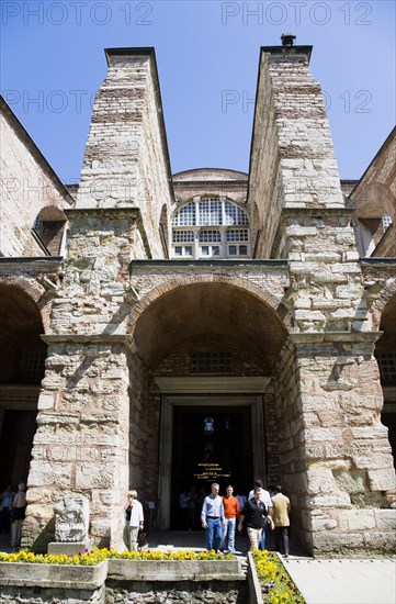 Turkey, Istanbul, Sultanahmet Haghia Sophia sightseeing tourists entering the Outer Narthex leading to the Imperial Gate entrance. 
Photo : Paul Seheult