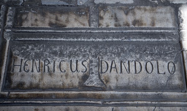 Turkey, Istanbul, Sultanahmet Haghia Sophia tomb of Enrico Dandolo the 41st Doge of Venice who sacked Constantinople in the 4th Crusade after being blinded by the Byzantines when he was ambassador there. 
Photo : Paul Seheult