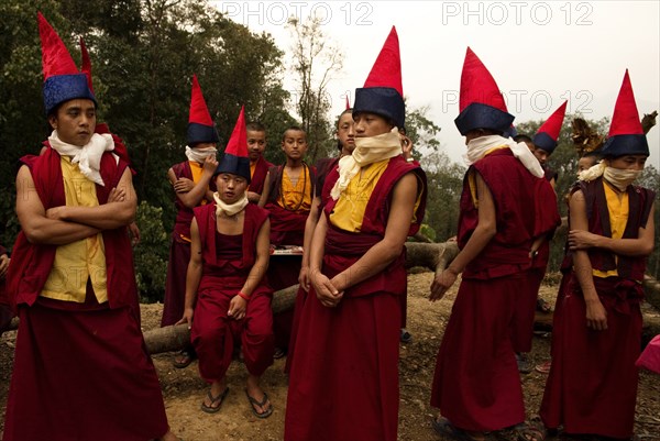 Buddhist Monks in a Losar ceremony
 Sikkim, India