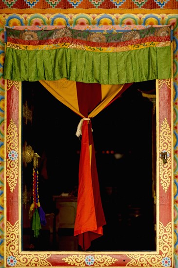 ART IN BUDDHIST MONASTERIES OF SIKKIM INDIA - PAINTED DOOR