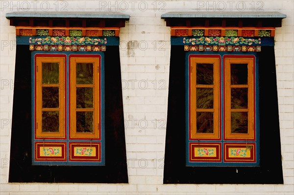 ART IN BUDDHIST MONASTERIES OF SIKKIM INDIA - HAND CRAFTED AND PAINTED WINDOWS