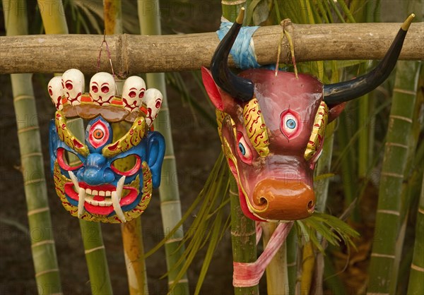 ART IN BUDDHIST MONASTERIES OF SIKKIM INDIA - HAND MADE RITUAL DANCE MASKS