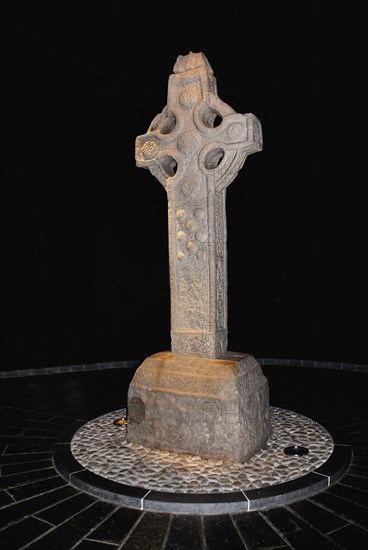 Ireland, County Offaly, Clonmacnoise monastery, South Cross preserved in controlled atmospheric conditions. 
Photo : Hugh Rooney