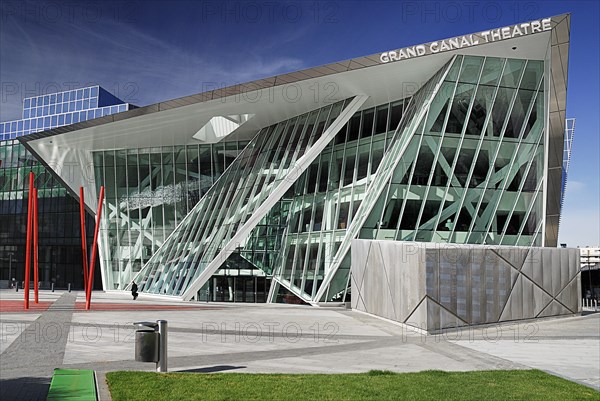 Ireland, County Dublin, Dublin City, Grand Canal Theatre modern 2000 seat auditorium in the Docklands area designed by architect Daniel Libeskin. 
Photo : Hugh Rooney