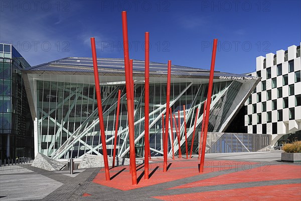 Ireland, County Dublin, Dublin City, Grand Canal Theatre modern 2000 seat auditorium in the Docklands area designed by architect Daniel Libeskin. 
Photo : Hugh Rooney