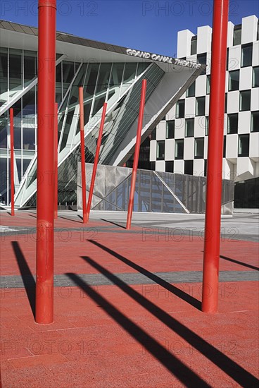 Ireland, County Dublin, Dublin City, Grand Canal Theatre modern 2000 seat auditorium in the Docklands area designed by architect Daniel Libeskin. 
Photo : Hugh Rooney