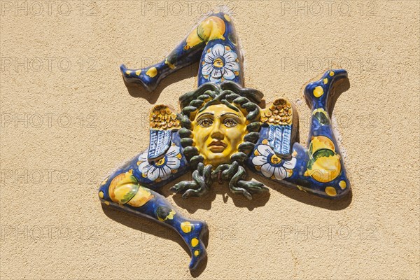 Italy, Sicily, Taormina, A Trinacria ancient symbol of Sicily. 
Photo : Mel Longhurst