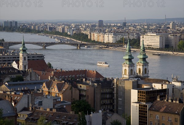 Buda Castle District view over Danube and Pest.