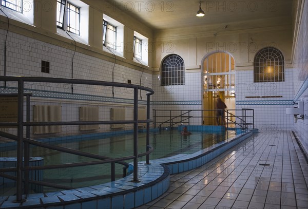 Pest Indoor pool at Szechenyi thermal baths largest in Europe.