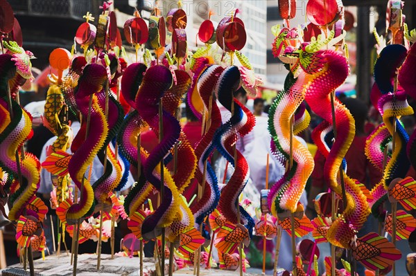 Children's toy dragons on stall in Chinatown for Chinese New Year.