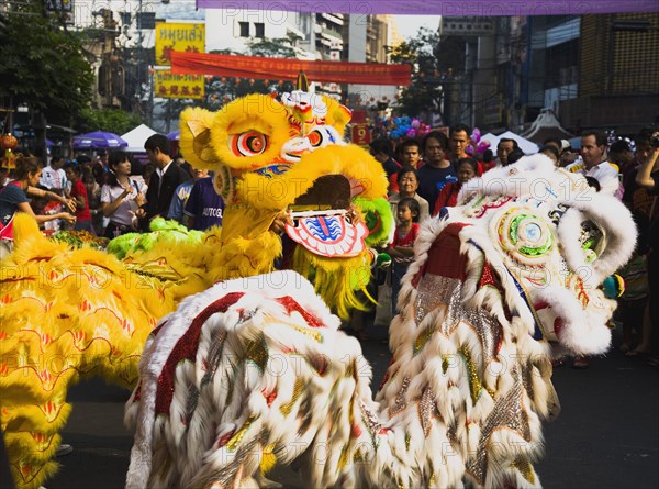 Dragon dance during Chinese New Year.