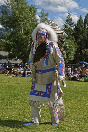 Buckskin Dance at the Blackfoot Arts & Heritage Festival Pow Wow organized by Parks Canada and the Blackfoot Canadian Cultural Society This dance is only for Blackfoot Chiefs and Elders and is a slow war dance