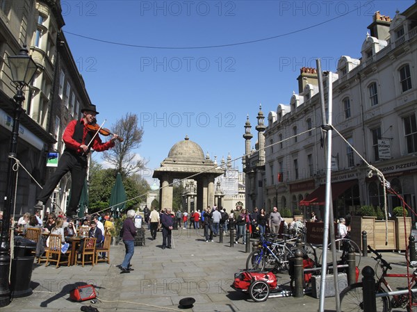 Pavillion, Tightrope walker street performer during the annual Arts festival.