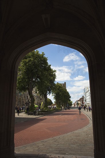 View through archway of the Market Cross along West Street.