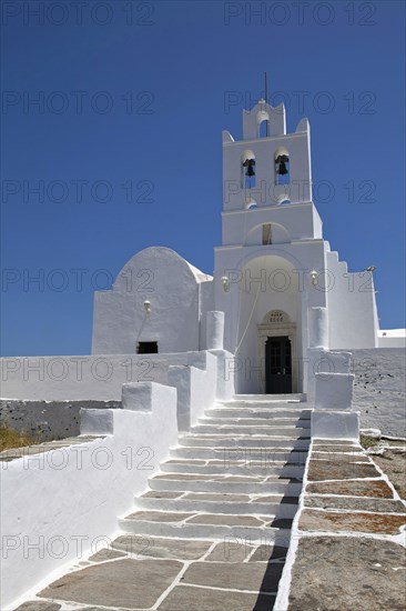 Church inside Chrissopigi monastery which is build on the top of a cliff nearby Platis Yalos village and it is famous for housing the miraculous icon of Panagia Chrissopigi.