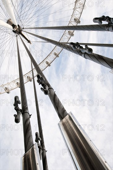 Looking up at the London Eye.