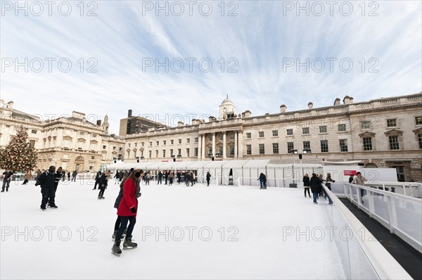 Skating on the seasonal ice rink at Somerset House.