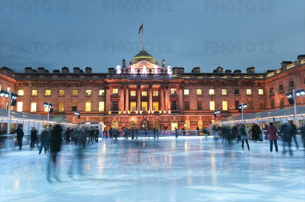 Skating on the seasonal ice rink at Somerset House.