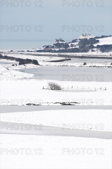 Cuckmere Haven view over the river Cuckmere in winter.