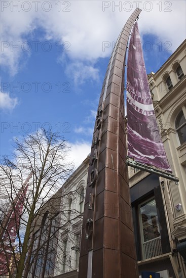 Modern Art on Donegall Place celebrating the building of White Star Line ships in by Harland and Wolff as part of the Streets Ahead Project.