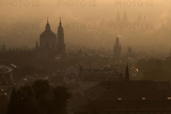 Post dawn fog over the city with St Nicholas Cathedral in foreground.