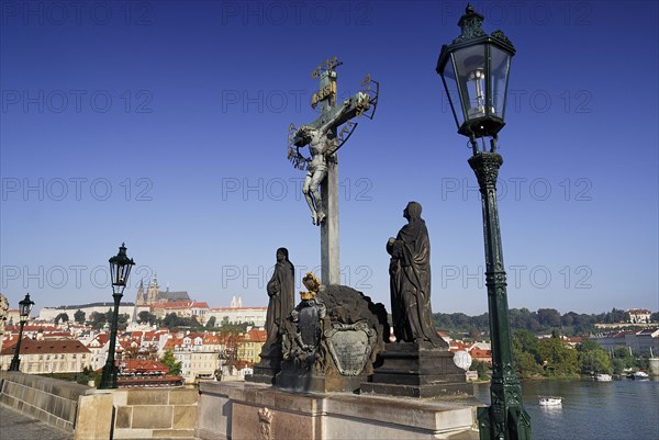 Charles Bridge Calvary with St Vitus in the background.