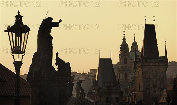 Charles Bridge Mala Strana Bridge Tower and dome of St Nicholas.