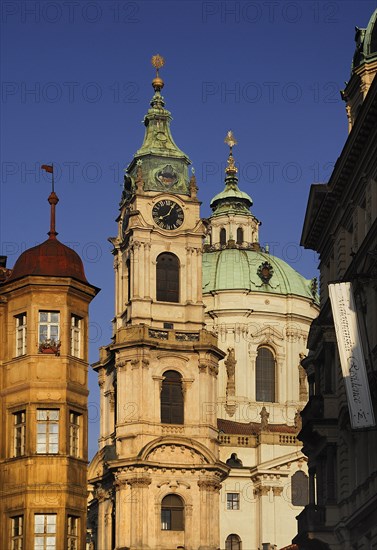 St Nicholas Church from Mostecka Street in Mala Strana.