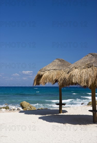 Sea view and parasols.