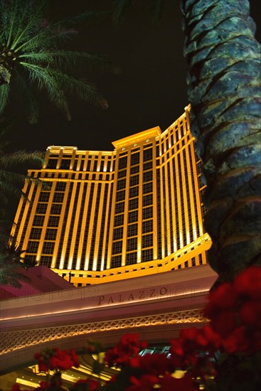 The Palazzo Hotel Casino at night.