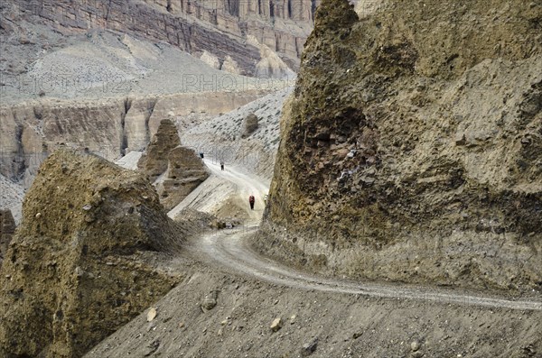 Attractive rock formation along the route from Kagbeni to Chhusang. Kali Gandaki gorge.