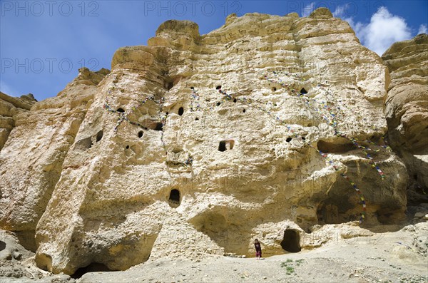 Ancient caves of Nepalese native citizens near Lo Monthang city.