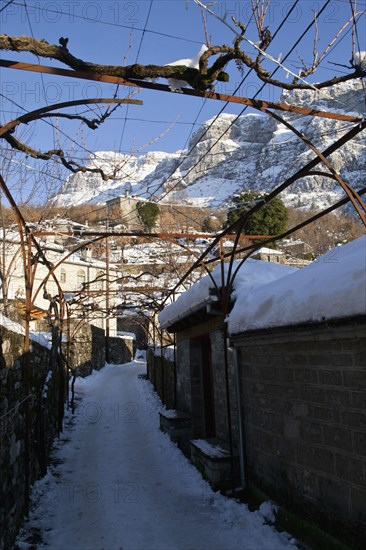 Little Papigko Village Narrow and frozen alley at the well known Mikro Papigko.
