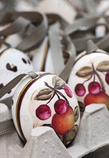 Hand painted and decorated egg shells to celebrate Easter at the Old Vienna Easter Market at the Freyung.