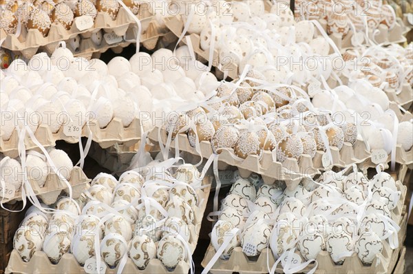 Hand painted and decorated egg shells to celebrate Easter at the Old Vienna Easter Market at the Freyung.