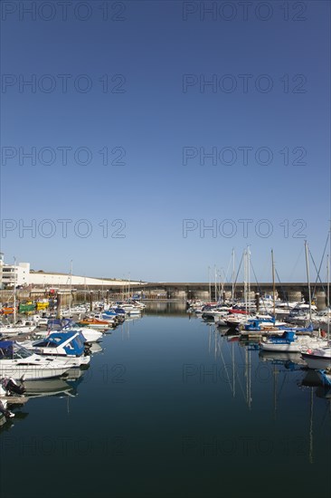 View over boats moored in the Marina.