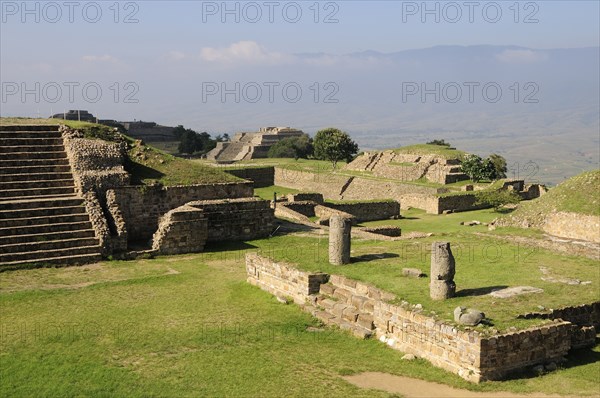 Mexico, Oaxaca, Monte Alban, Site view onto ball court or Juegos de Pelota.. Photo : Nick Bonetti