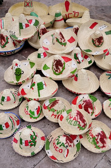 Mexico, Bajio, Zacatecas, Sombreros decorated for Independence Day. Photo : Nick Bonetti