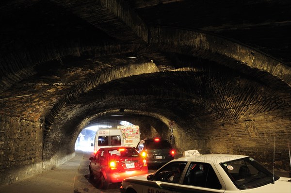 Mexico, Bajio, Guanajuato, Subterranean road with vehicles. Photo : Nick Bonetti