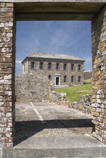Ireland, County Cork , Kinsale, Charles Fort Museum building seen through the door way of a ruined building built in 1678. Photo : Hugh Rooney