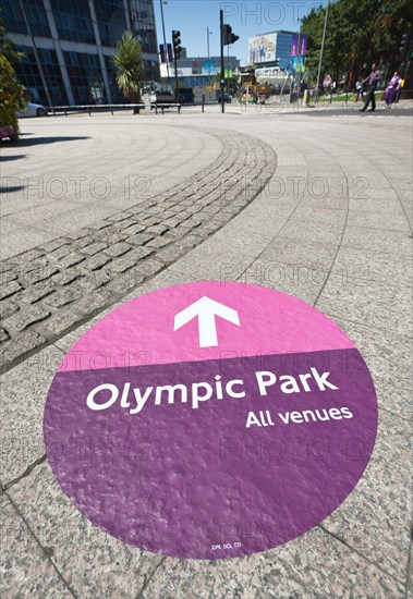 England, London, Stratford signage for the Olympic games at Stratford station. Photo : Paul Tomlins