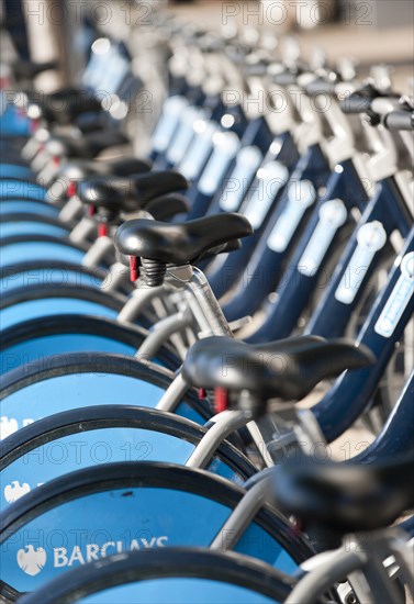 Barclays Cycle Hire. Bike rental station near Waterloo railway station.