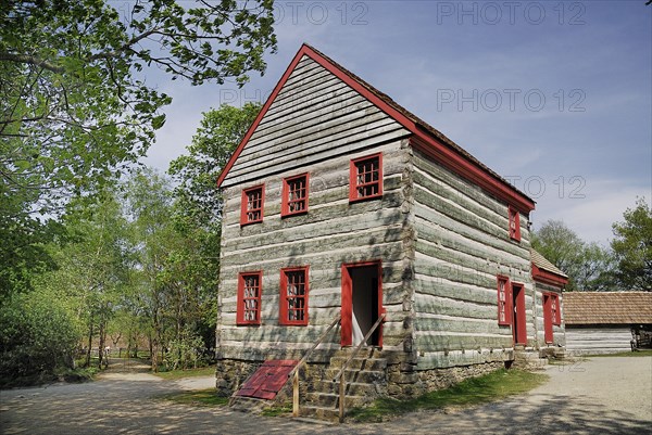 Ireland, County Tyrone, Omagh, Ulster American Folk Park the Pennsylvania farmhouse. Photo : Hugh Rooney