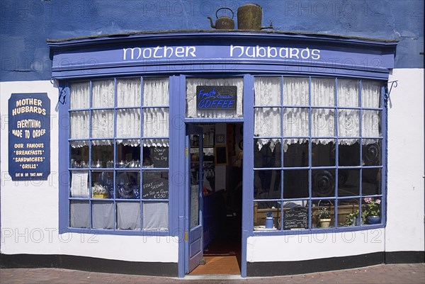 Ireland, County Cork, Kinsale, Facade of restaurant known as Mother Hubbards. Photo : Hugh Rooney