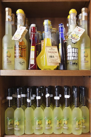 Italy, Lazio, Rome, Display of Limoncello. Photo : Bennett Dean