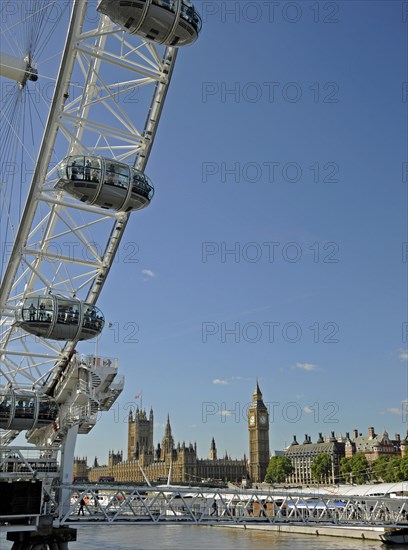 The London eye and Houses of Parliament London England