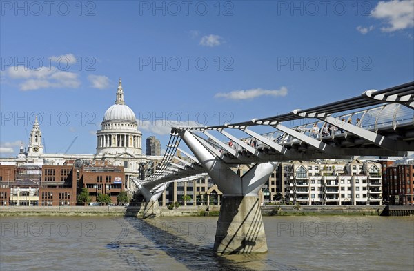 Millennium Bridge and St Pauls Cathedral London England