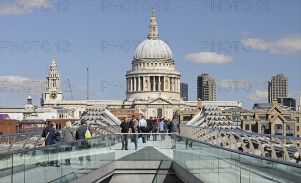 Millennium Bridge and St Pauls Cathedral London England