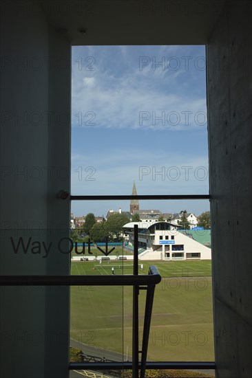England, East Sussex, Eastbourne, View of the tennis courts in Devonshire Park from the Towner Art Gallery. Photo : Stephen Rafferty