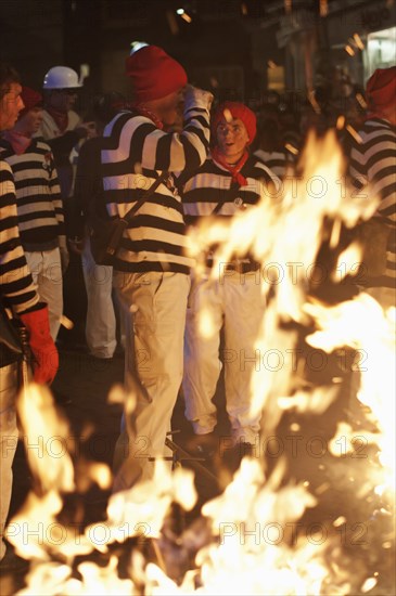 Participants in the annual bonfire night parade held in Lewes, East Sussex. The festival celebrates 17 protestant martyrs killed in the 1500's
